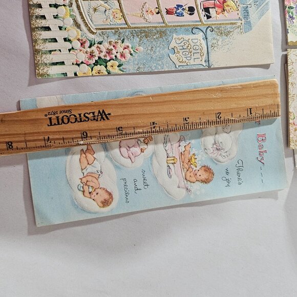 50s Greeting Cards Congratulations baby get well theme set/7 vtg pastel ephemera - Picture 7 of 12